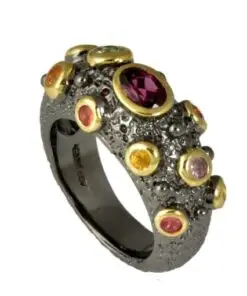 Desgingers Made Natural Multi Sapphires Gemstones Ring Size 7