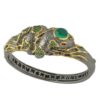 Marvelous Snake Design Bracelet with Natural Tsavorite and Green Agate Stone with 18k Gold and Rhodium Plating