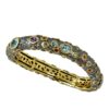 Bracelet with Fancy Sapphire with a latch open in the back, 18K Gold and Black rhodium plated over .925 Sterling Silver. Nickel-free, plaiting-free, allergic-free and skin-friendly. High-end quality multi gemstones like Blue topaz,