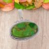 Green Copper Mojave Turquoise Pendant made with 925 sterling silver allery-free.