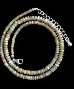 Ethiopean opal strung necklace adjustable 18-20 inch long.