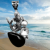 Designers handmade of Mermaid with Black Onyx, Pearl and Crystal. 925 sterling silver allergy-free eye catching pendant.