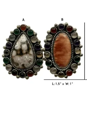 Tiffany Stone Ring and Spiny Oyster Shell Ring Made with 925 Sterling Silver Allergy free Materialavailable in Adjustable Us Sizes 7   9