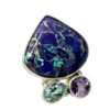 Purple Mojave Tourquoise Ring with faceted Blue Topaz and Amethyst Stones. Made with 925 Sterling Silver allergy-free material in US size 8.